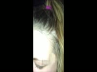 Slutty blonde sucking cock and takes a facial